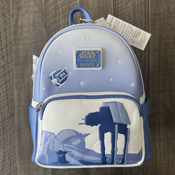 Loungefly Handbags - NWT Loungefly Star Wars Disneyland Mini Backpack Blue Zip pocket front